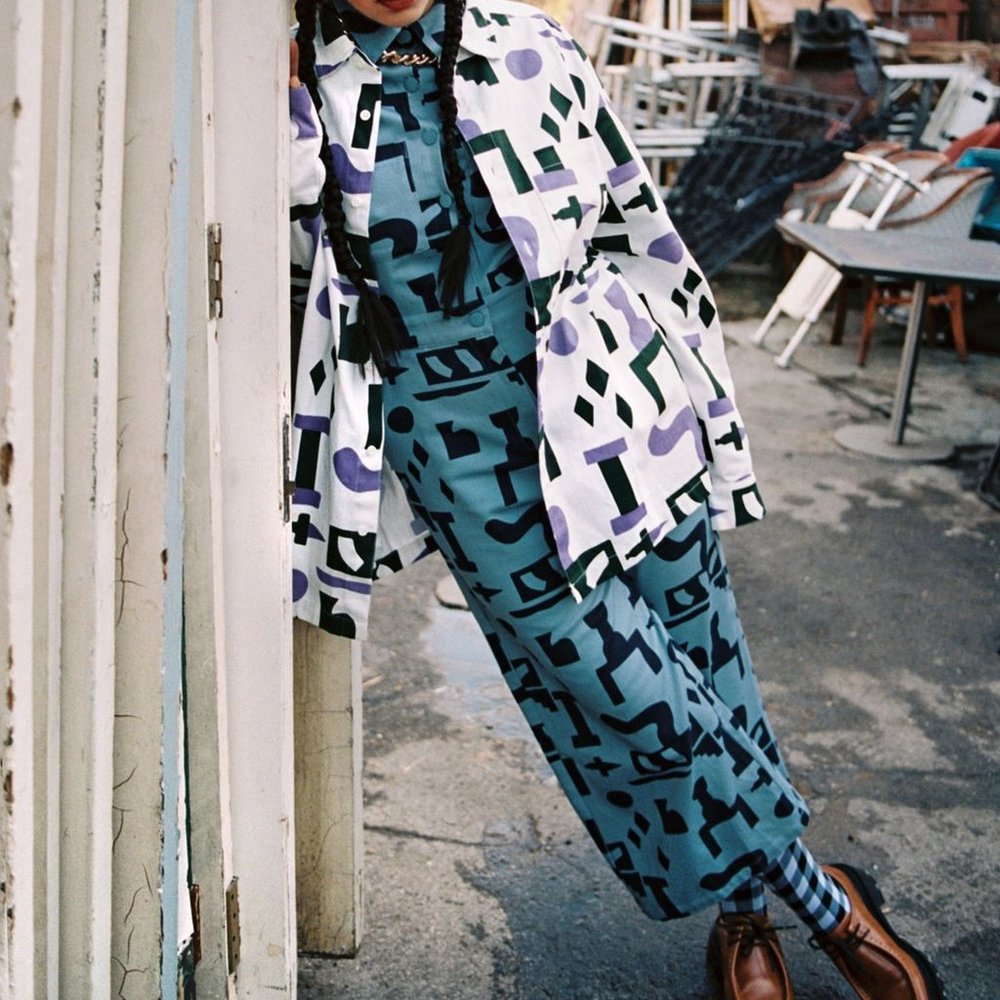 NWT Lazy Oaf Jumpsuit - Shapes Bric-a-brac Pattern - Picture 7 of 10